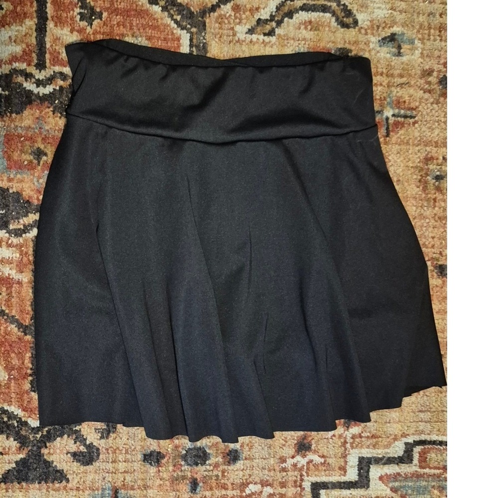 Shein Black Mini Skirt Cutout Metallic Waistband Crisscross Back Womens Size 6 M